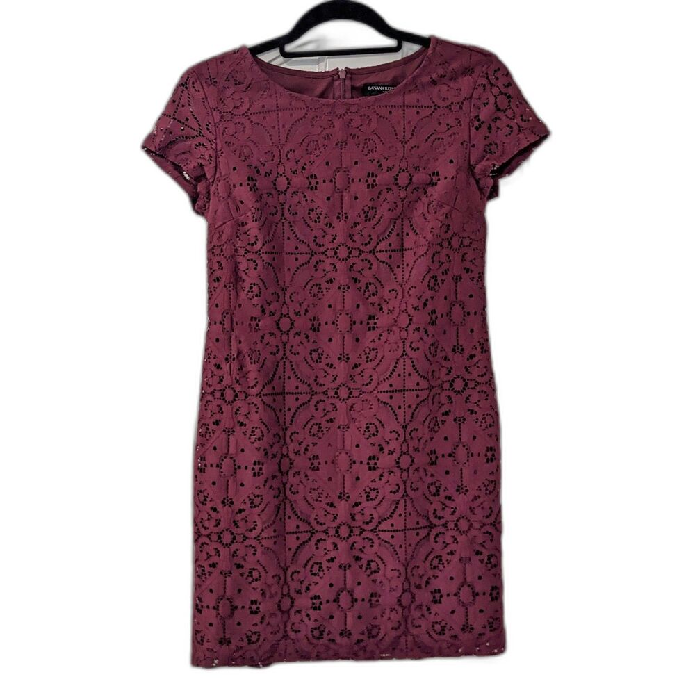 Banana Republic Factory Burgundy Lace Bodycon Mini Dress, Size 0P
